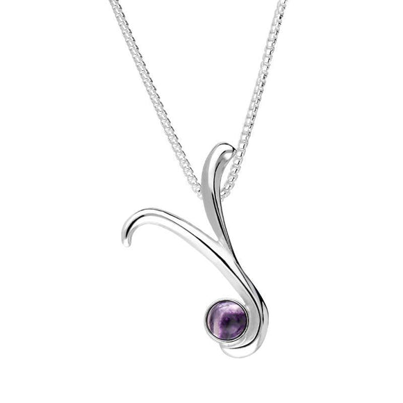 Sterling Silver Blue John Love Letters Initial Y Necklace P3472C