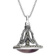 Sterling Silver Blue John Marcasite House Style Bell Necklace P2963C