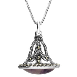 Sterling Silver Blue John Marcasite House Style Bell Necklace P2963C