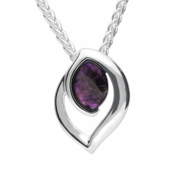 Sterling Silver Blue John Marquise Flame Necklace P2594