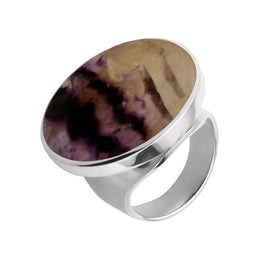 Sterling Silver Blue John Medium Round Stone Ring. R610.
