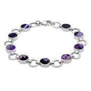 Sterling Silver Blue John Nine Stone Round Ring Bracelet. B537.