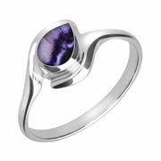 Sterling Silver Blue John Offset Pear Ring. R071