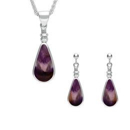 Sterling Silver Blue John Pear Shaped Bottle Top Two Piece Set S046