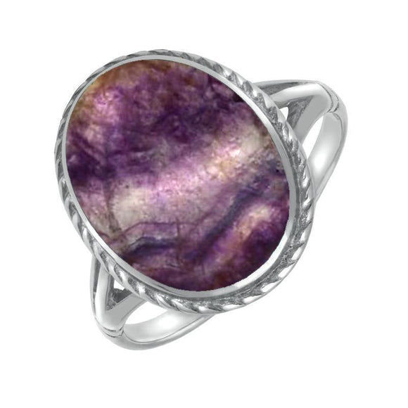 Sterling Silver Blue John Rope Edge Ring, R009