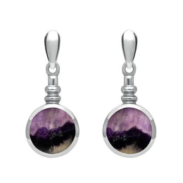 Sterling Silver Blue John Round Bottletop Two Piece Set, S051_2