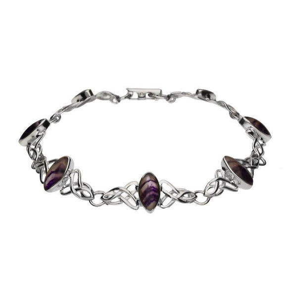 Sterling Silver Blue John Seven Marquise Stone Celtic Bracelet B594