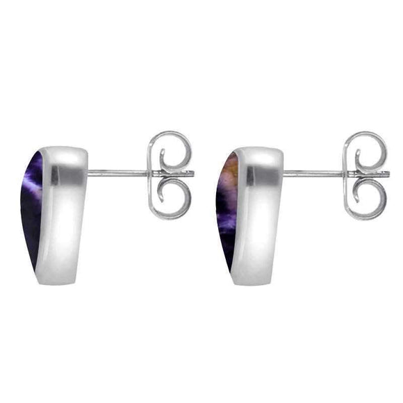 Sterling Silver Blue John Small Curved Triangle Stud Earrings. E061. 