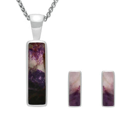 Sterling Silver Blue John Small Oblong Two Piece Set