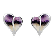 Sterling Silver Blue John Split Heart Stud Earrings. E364.