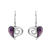 Sterling Silver Blue John Swirl Heart Drop Earrings E1872