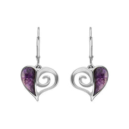 Sterling Silver Blue John Swirl Heart Drop Earrings E1872