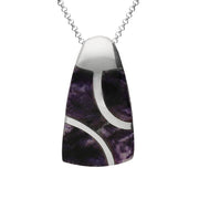 Sterling Silver Blue John Three Stone Curved Barrel Necklace, P866.