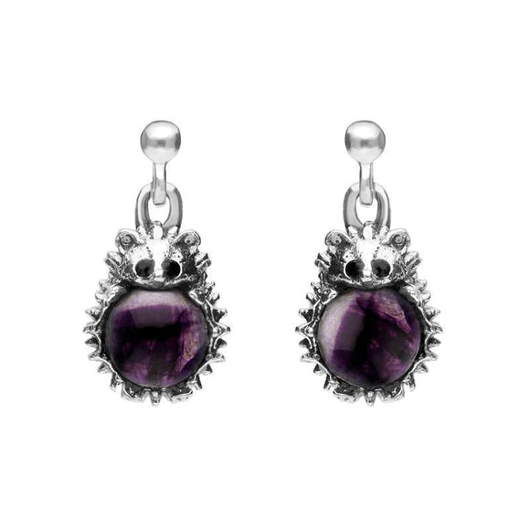 Sterling Silver Blue John Tiny Hedgehog Drop Earrings, E2428