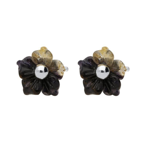 Sterling Silver Blue John Tuberose Carnation Stud Earrings, E2158.