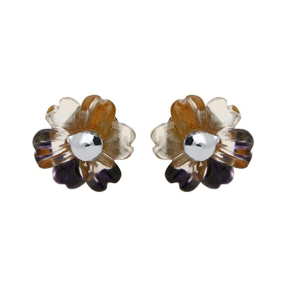 Sterling Silver Blue John Tuberose Dahlia Small Stud Earrings, E2411.