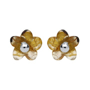 Sterling Silver Blue John Tuberose Pansy Small Stud Earrings, E2409.
