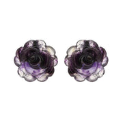 Sterling Silver Blue John Tuberose Rose Large Stud Earrings, E2408.