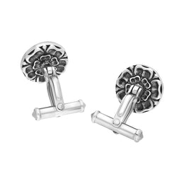 Sterling Silver Blue John Tudor Rose Back Cufflinks CL463