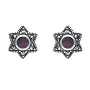 Sterling Silver Blue John and Marcasite Six Point Star Stud Earrings