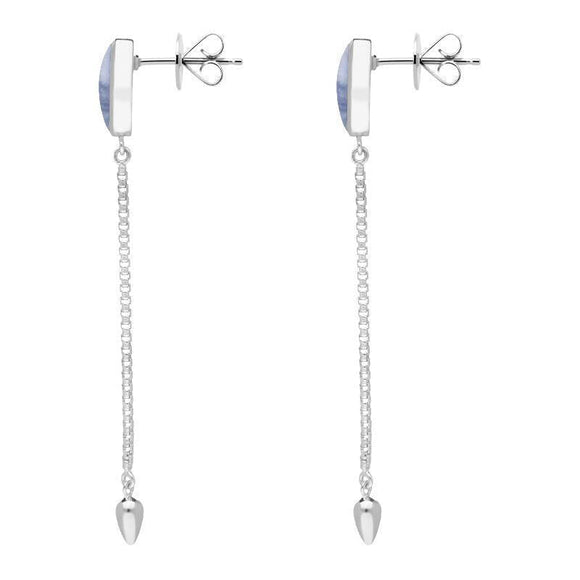 Sterling Silver Blue Lace Agate Lineaire Long Drop Stud Earrings E2240