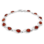 Sterling Silver Carnelian Celtic Pear Shaped Bracelet B599