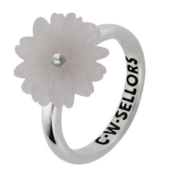 Sterling Silver Chalcedony Tuberose Daisy Ring, R997.