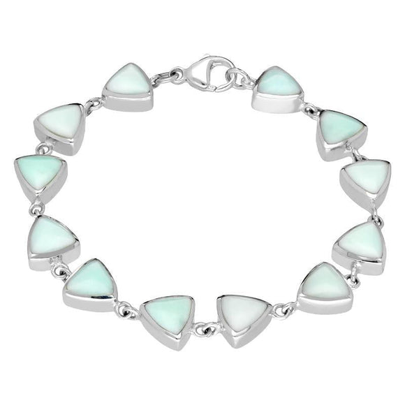 Sterling Silver Chrysoprase Curved Triangle Bracelet B244