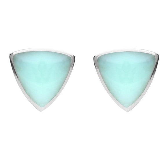 Sterling Silver Chrysoprase Large Curved Triangle Stud Earrings E209