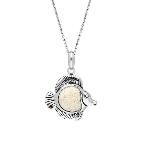 Sterling Silver Coquina Single Stone Angel Fish Necklace P2585