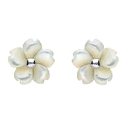 Sterling Silver White Mother of Pearl Gypsophila Tuberose Stud Earrings E2156