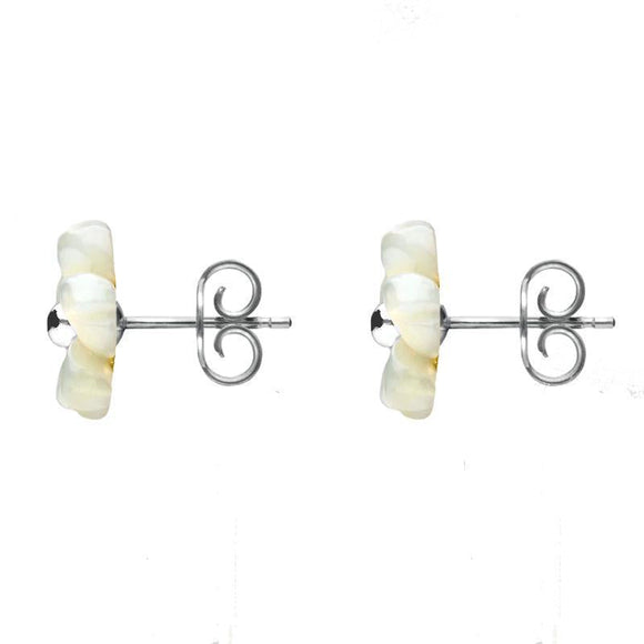 Sterling Silver White Mother of Pearl Gypsophila Tuberose Stud Earrings E2156