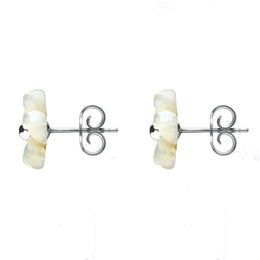Sterling Silver White Mother of Pearl Gypsophila Tuberose Stud Earrings E2156