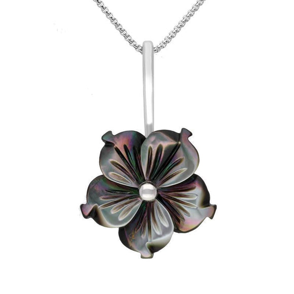 Sterling Silver Dark Mother of Pearl Tuberose Carnation Necklace, P2854.