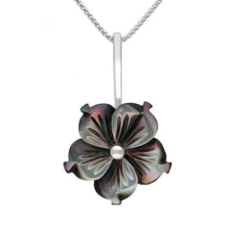 Sterling Silver Dark Mother of Pearl Tuberose Carnation Necklace, P2854.