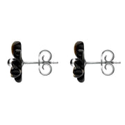 Sterling Silver Dark Mother of Pearl Tuberose Dahlia Stud Earrings, E2155.