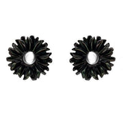 Sterling Silver Dark Mother of Pearl Tuberose Daisy Stud Earrings, E2160.