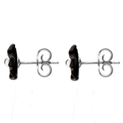 Sterling Silver Dark Mother of Pearl Tuberose Desert Rose Stud Earrings, E2154.