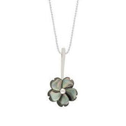 Sterling Silver Dark Mother of Pearl Tuberose Gypsophila Necklace, P2857.