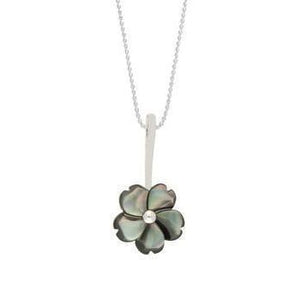 Sterling Silver Dark Mother of Pearl Tuberose Gypsophila Necklace, P2857.