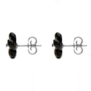 Sterling Silver Dark Mother of Pearl Tuberose Gypsophila Stud Earrings, E2156.