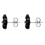 Sterling Silver Dark Mother of Pearl Tuberose Pansy Stud Earrings, E2152.