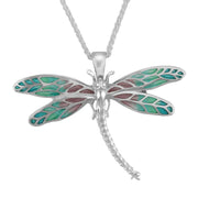 Sterling Silver Enamel House Style Dragonfly Brooch Pendant M314