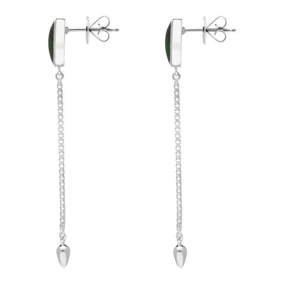 Sterling Silver Jade Lineaire Long Drop Stud Earrings, E2240.