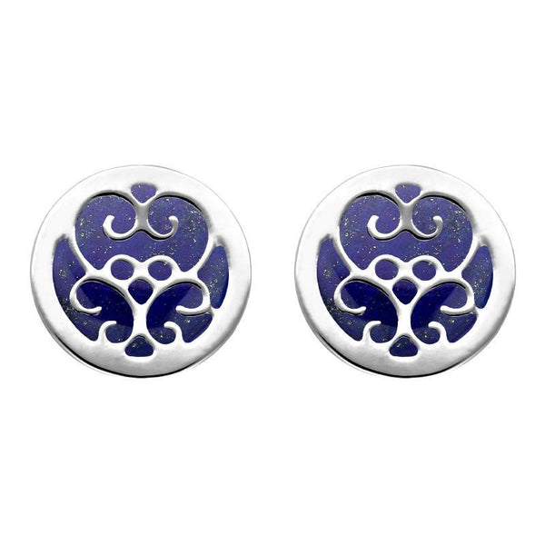 Sterling Silver Lapis Lazuli Flore Filigree Stud Earrings E1782