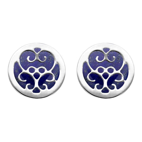 Sterling Silver Lapis Lazuli Flore Filigree Stud Earrings E1782