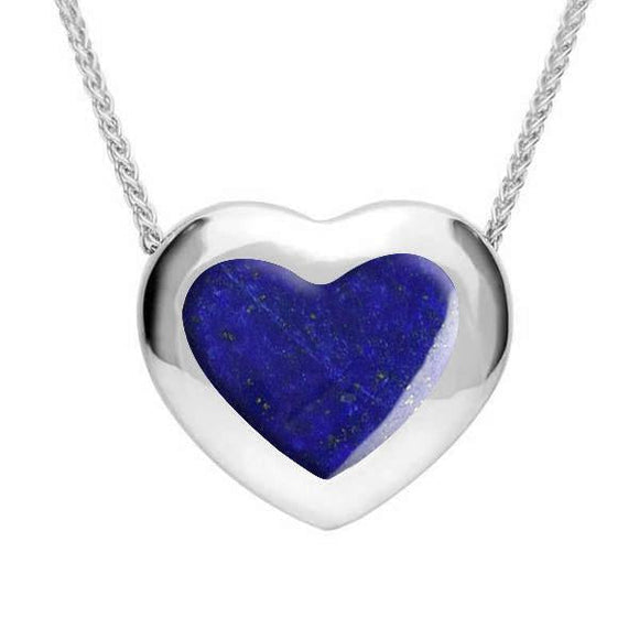 Sterling Silver Lapis Lazuli Framed Heart Necklace. P1554.
