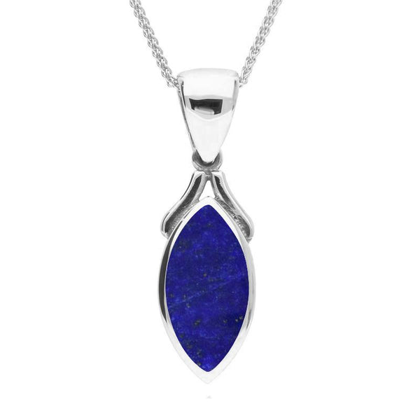 Sterling Silver Lapis Lazuli Marquise Necklace. P388.