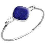 Sterling Silver Lapis Lazuli Slim Cushion Bangle. B035.