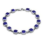 Sterling Silver Lapis Lazuli Square Cushion Bracelet . B538.